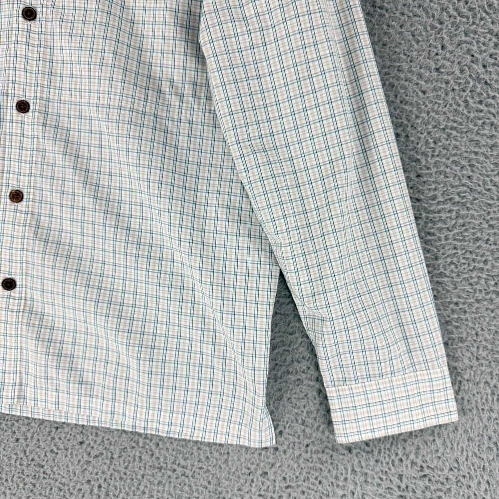 Patagonia Plaid Button Down Shirt Men Medium Blue Tan Long Sleeve Organic Cotton - Picture 3 of 13